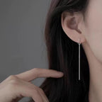 925 Sterling Silver Chain Earrings, One Pair