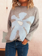 Women's Sweater Flower Dropped Shoulder Knit Long Sleeve Pullover cc06c67af5cc4621b0973a72884d8947-Max-Origin Trendsi