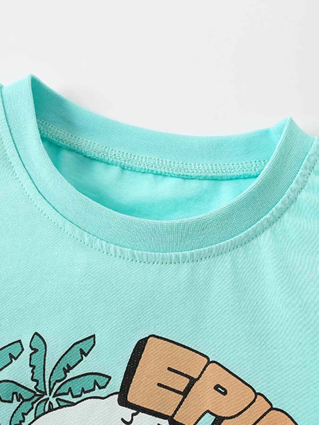 Children's Dinosaur Surfing Adventure Graphic T-Shirt and Shorts Set