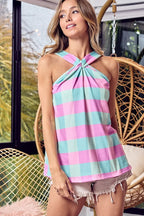 BiBi Tank Top Cotton Multi Color Plaid Brushed Neck cc37276b436048549bd0e55d88244ae7-Max-Origin Trendsi