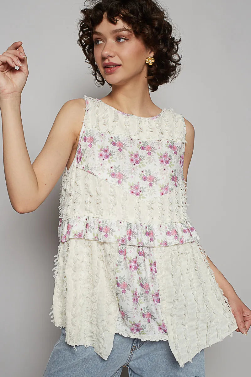 POL Tank Top Floral Lace Textured Round Neck Sleeveless Blouse cc539996-10c4-44c7-a18d-25e4d660e233-Max-Origin Trendsi