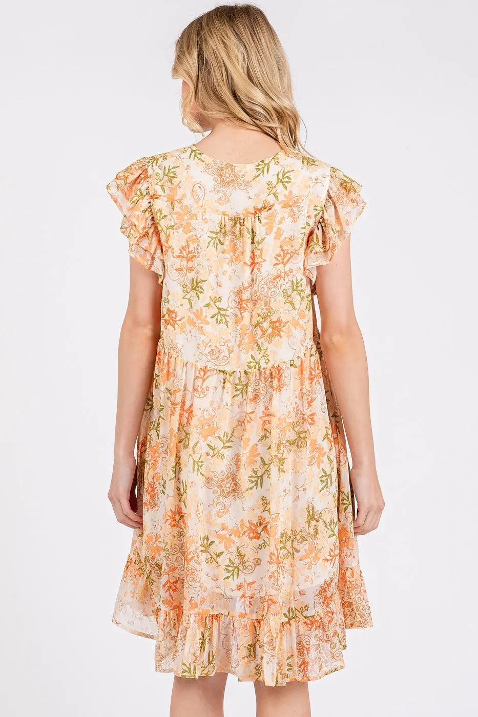 Mittoshop Mini Dress Orange Floral Chiffon Ruffle Short Sleeve cc5aba9abef949f0a8acb443f3da8845-Max-Origin Trendsi