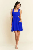 Davi & Dani Mini Dress Cobalt Blue Washed Satin Cutout Skirt Wide Straps cc6599a9a4544568a62027af99c47894-Max-Origin Trendsi