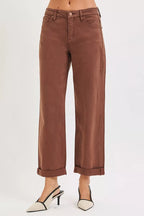 RISEN Baggy Pants Brown Tummy Control Mid Rise Ankle Barrel Plus Sizes cc6fab332c1c4f3880aae5f29e2bdf62-Max-Origin Trendsi