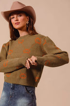 SO ME Women's Sweater Pumpkin Rhombus Halloween Thanksgiving Pullover cc75f132-b8f3-4ee7-9213-c2a65a62bb3e-Max-Origin Trendsi