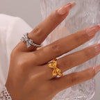 Bow Ring Twisted Titanium Steel 18K gold-plated Jewelry cca9a764-6b8a-402d-a89f-9ebcbb9da35e-Max Trendsi