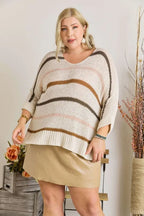 ADORA Sweater Ivory Multi Color Strip Oversized Lightweight Knit Long Sleeve ccab2b58-dba4-4c58-8efe-92424e8725c8-Max-Origin Trendsi