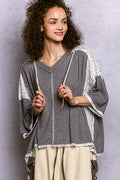POL Womens Hoodie Top Gray Short Sleeve with Lace Detail GREY ccae8988-3f6a-42f8-a47a-66bd784c5cb4-Max-Origin Trendsi