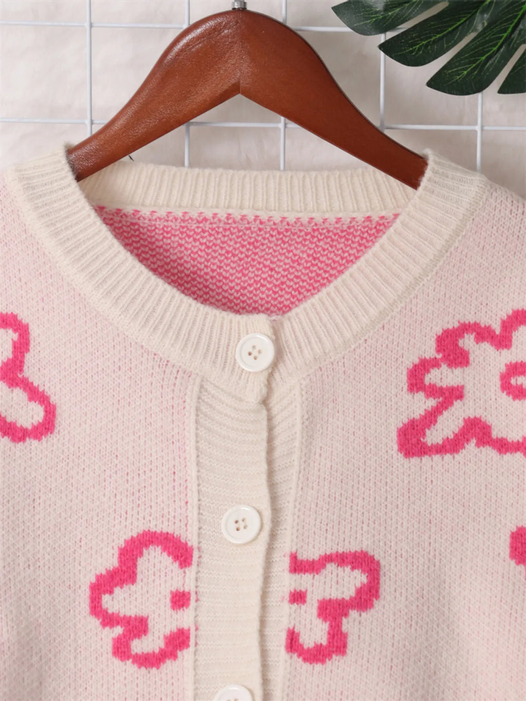 Women's Cardigan Floral Pattern Knit Button-Up Long Sleeve ccb9d7dad4cb4d9ea99f2334c0d9b5a0-Max-Origin Trendsi