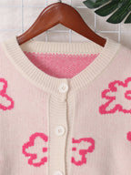 Women's Cardigan Floral Pattern Knit Button-Up Long Sleeve ccb9d7dad4cb4d9ea99f2334c0d9b5a0-Max-Origin Trendsi