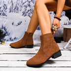 Women's Boots Chelsea Pu Leather Block Mid Heels Shoes ccbd8fc466eb458989098f236114165f-Max-Origin Trendsi