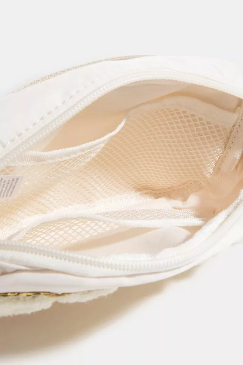 Fame Crossbody Bag Small Zipper Ivory with BRIDE Fuzzy Glitter Letters ccedc04e5d4445c0888125e80b98faac-Max-Origin Trendsi