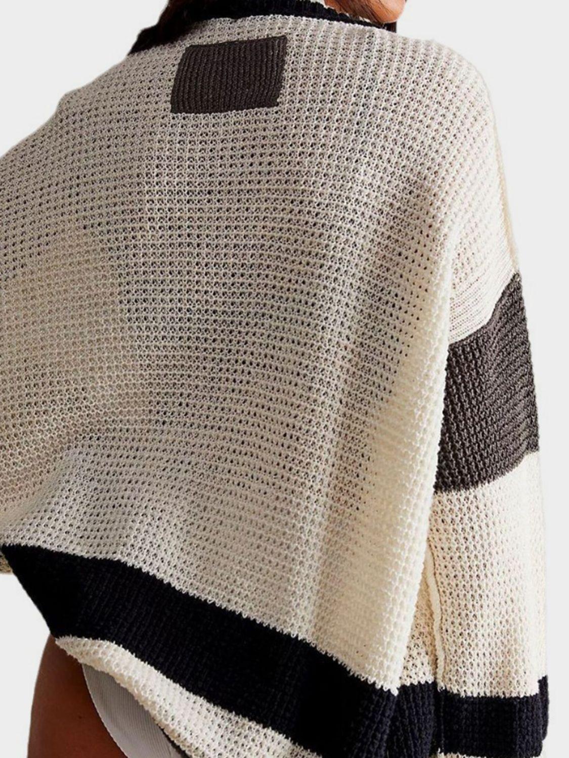 Pocketed Cardigan Contrast V-Neck Long Sleeve Knitwear cd0d3dca-6d71-459c-8542-e89da8ed4dc9-Max Trendsi