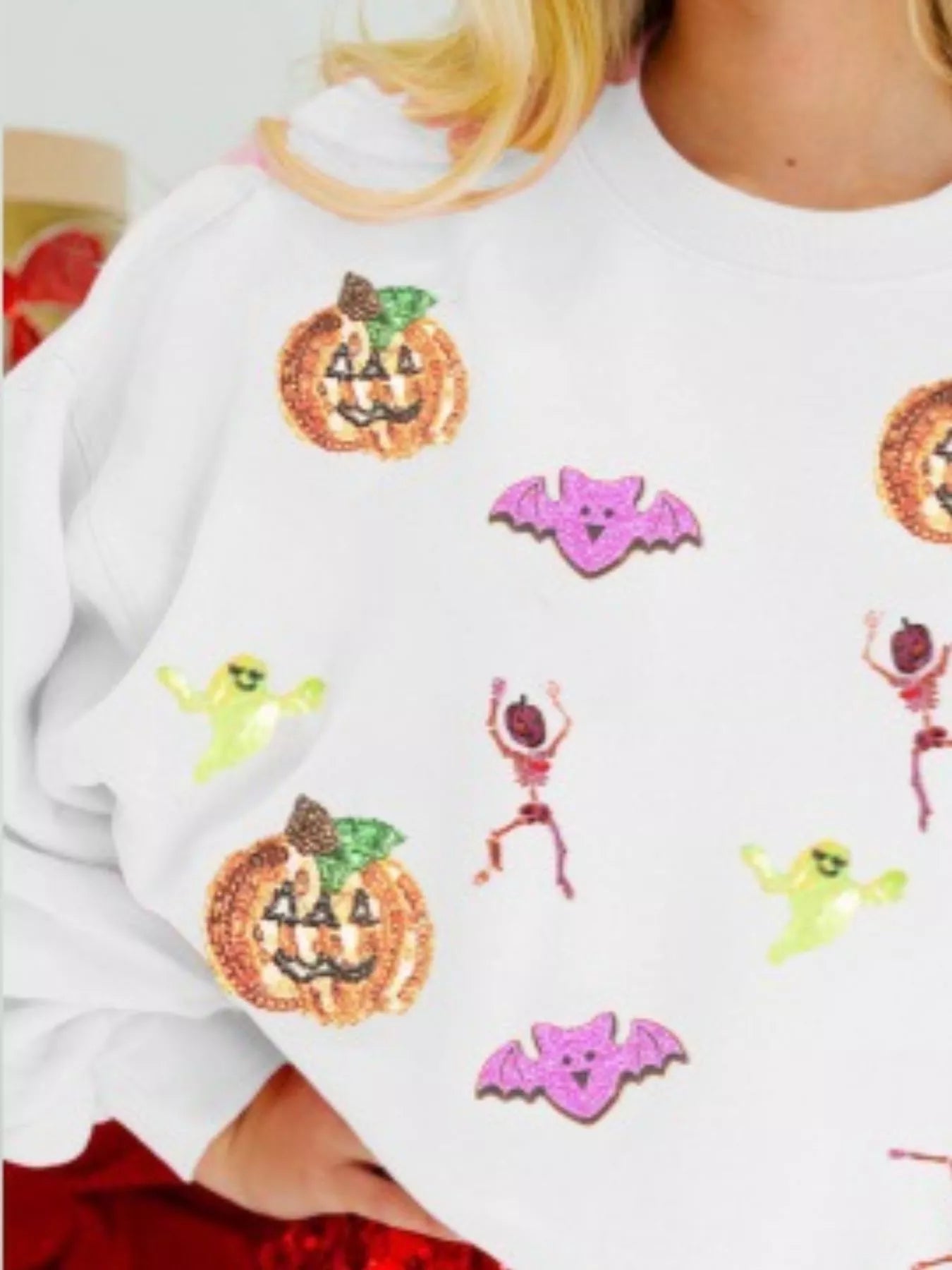 Halloween Women's Sweatshirt Sequin Round Neck Long Sleeve Pullover cd1697d8-1775-4af7-ab69-9b1fd820085e-Max-Origin Trendsi