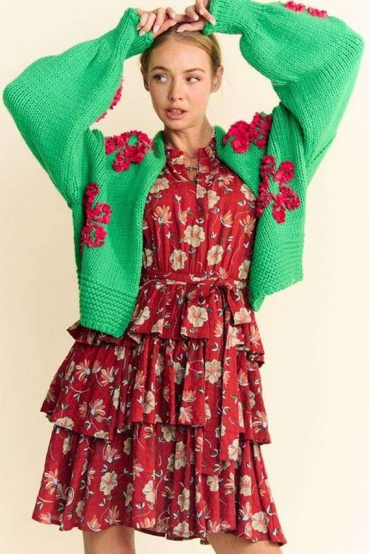 Davi & Dani Floral Applique Cardigan Women Open Front Soft Long Sleeve cd1b88e5-9a00-4a2a-9200-87fb2d379a2f-Max Trendsi