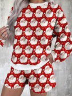 Christmas Women's Lounge Set Santa Print Round Neck Top and Shorts 2 Pcs cd1fae28-832e-4a6f-b142-bdc1f70d9f75-Max-Origin Trendsi