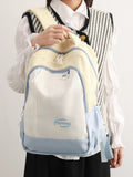 Color Block Lightweight Large Nylon Backpack