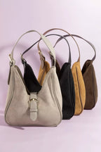 Fame Accesories Womens Shoulder Bag Faux Suede Buckle Accent Hand Bag cd56e0cf-de8f-4812-9017-8958cdf9eb3c-Max-Origin Trendsi