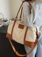 Travel Bag Canvas Leather Trim Large Handbags cda2a74c-d97c-4569-b4b7-19f596dced5a-Max-Origin Trendsi