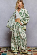POL Womens Shirt Ivory Green Floral Button Long Sleeve Pocketed Top cda38326-c1e1-4b18-a259-6a9667ef149c-Max-Origin Trendsi