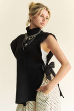 Davi & Dani USA Knit Top Black Side Split Turtleneck Sleeveless Women Sweater cdad7d3c-ee98-401a-96f3-27541665be81-Max Trendsi