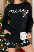 Loungewear Christmas Set MERRY Sequin Round Neck Long Sleeve Top and Shorts Set Black cdcacbec-1e8d-41e7-98dd-6b86bf88384e-Max Trendsi