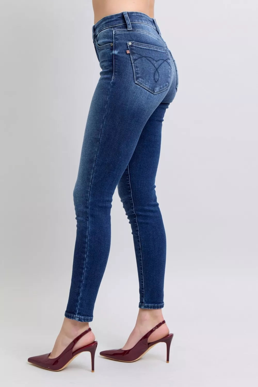 Judy Blue Skinny Jeans Dark Blue Washed Thermal Denim Pants Plus Sizes cdcf1cf591424feb885b442e98766075-Max-Origin Trendsi