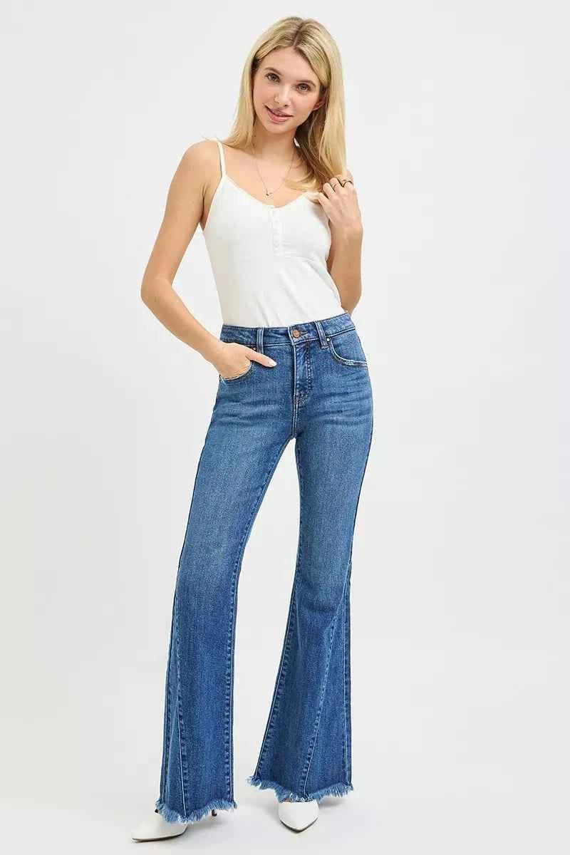RISEN Mid Rise Flare Side Seam Detailing Jeans cdeb0a166355487991181ebcbeea641b-Max-Origin Trendsi