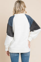 Culture Code Sweatshirt Faux Fur Women White Color Block Raglan Sleeve Pocketed cdf6609a-ca74-4e61-9672-37bde5016812-Max Trendsi
