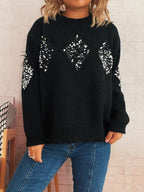 Women's Sweater Sequined Diamond Pattern Oversized Knitwear ce0fa25ad8fd4a6493f1a775164ab5f0-Max-Origin Trendsi