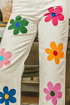 BiBi Pants Flower Print Off White Straight Legs Pocketed ce2d6604a96d4d0f819b9c7b3bf24862-Max-Origin Trendsi
