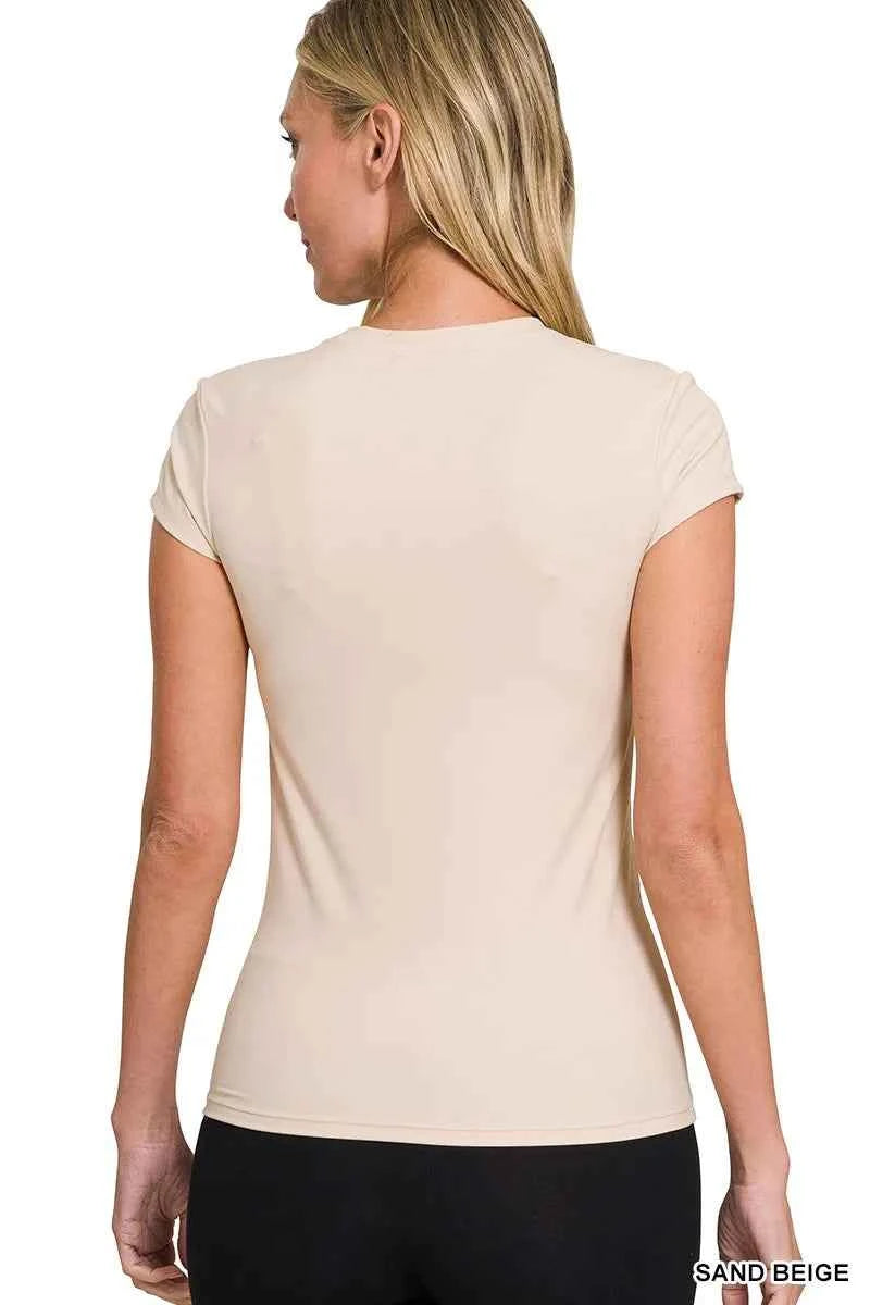 Zenana Interlock Women T-shirt Sand Beige Short Sleeve Basic Top ce3f050034cd403d86a10943629987bb-Max-Origin Trendsi
