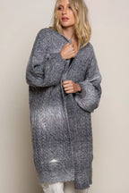 POL Women's Cardigan Longline Cable-Knit Ombre Distressed Open Long Sleeve COOKIES AND CREAM ce45bf1a-896f-4d26-92f1-50e64410cfd5-Max-Origin Trendsi