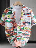 Men's Shirt Hawaiian Colorful Print Short Sleeve Button Up Top Orange-Red ce4d194038854b669da24474f580a6df-Max-Origin Trendsi