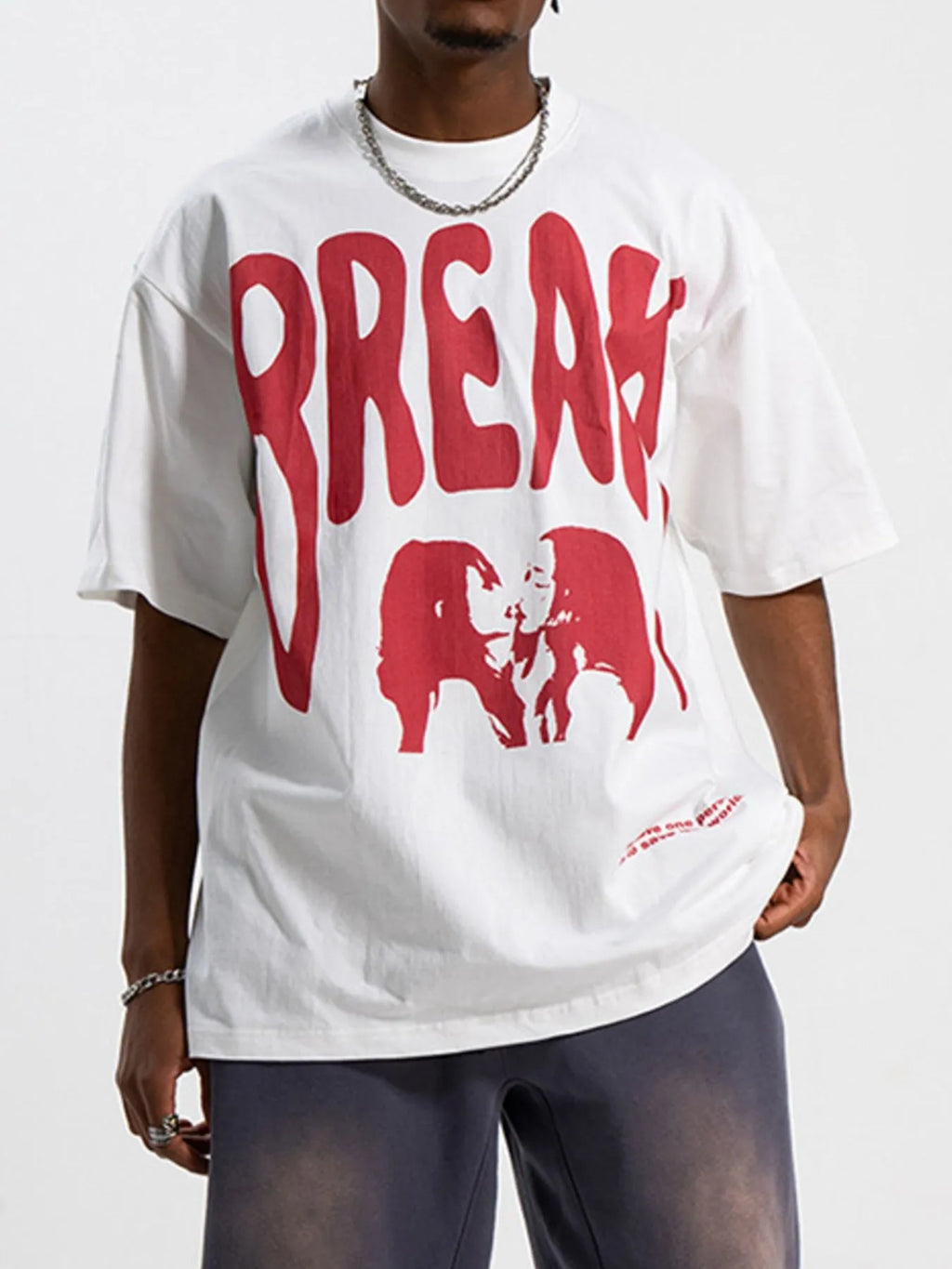 Men's Cotton T-Shirt Oversized White Graphic Round Neck Short Sleeve Top White ce602cb4-26fe-4945-8a18-77a7596fbbc7-Max-Origin Trendsi