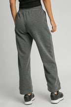 Umgee USA Sweatpants Dark Gray Drawstring Waist Wide Leg with Pockets ce61186a-c830-4a69-935a-3c44ff6229b7-Max Trendsi