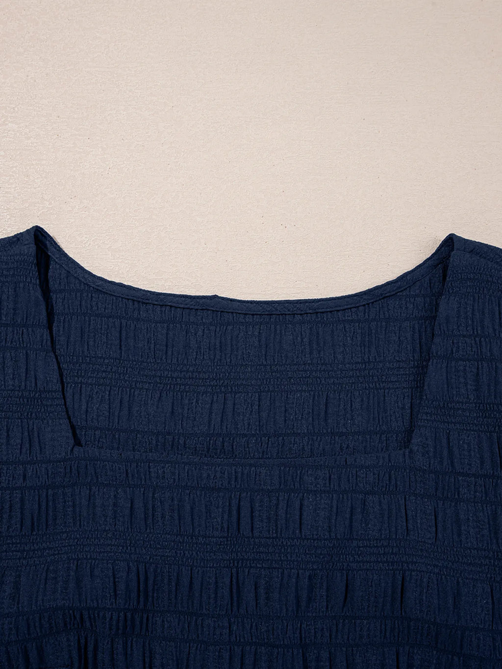 Women's Set Navy Textured Square Neck Top and Shirred High Waist Shorts 2 Pcs ce66834fb431438bbac14aa3cc64bb15-Max-Origin Trendsi