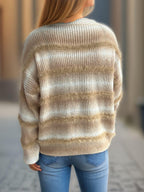 Gradient Striped Sweater Round Neck Dropped Shoulder Pullover ce7c4990-6611-48bf-8438-38a69b2ef37b-Max Trendsi
