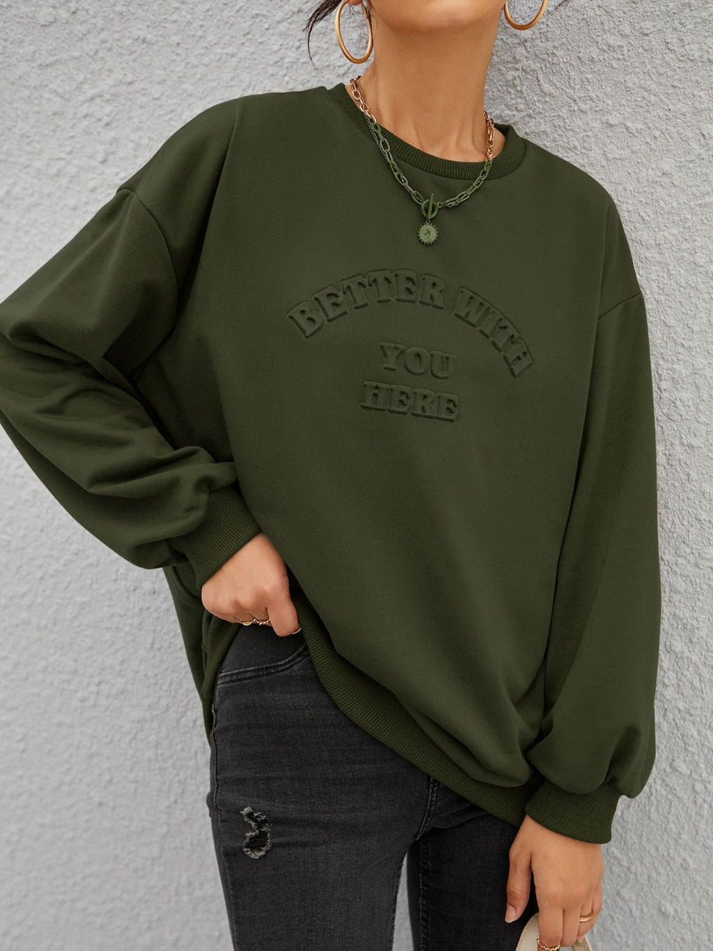 Women Sweatshirt Stereoscopic Letter Round Neck Long Sleeve Oversize ce837ec8-e52e-42b4-8b00-23c0ee60bee9-Max Trendsi