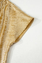Women's Blouse Metallic Gold Short Sleeve Casual Top ce8d9d4d-e3c7-44d8-bae1-7175e184bf2a-Max-Origin Trendsi