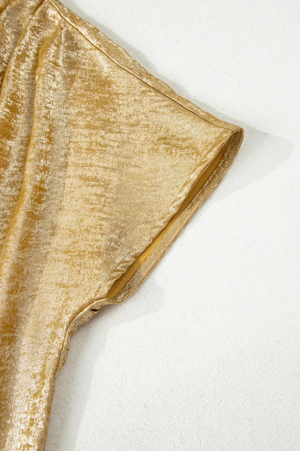 Women's Blouse Metallic Gold Short Sleeve Casual Top ce8d9d4d-e3c7-44d8-bae1-7175e184bf2a-Max-Origin Trendsi