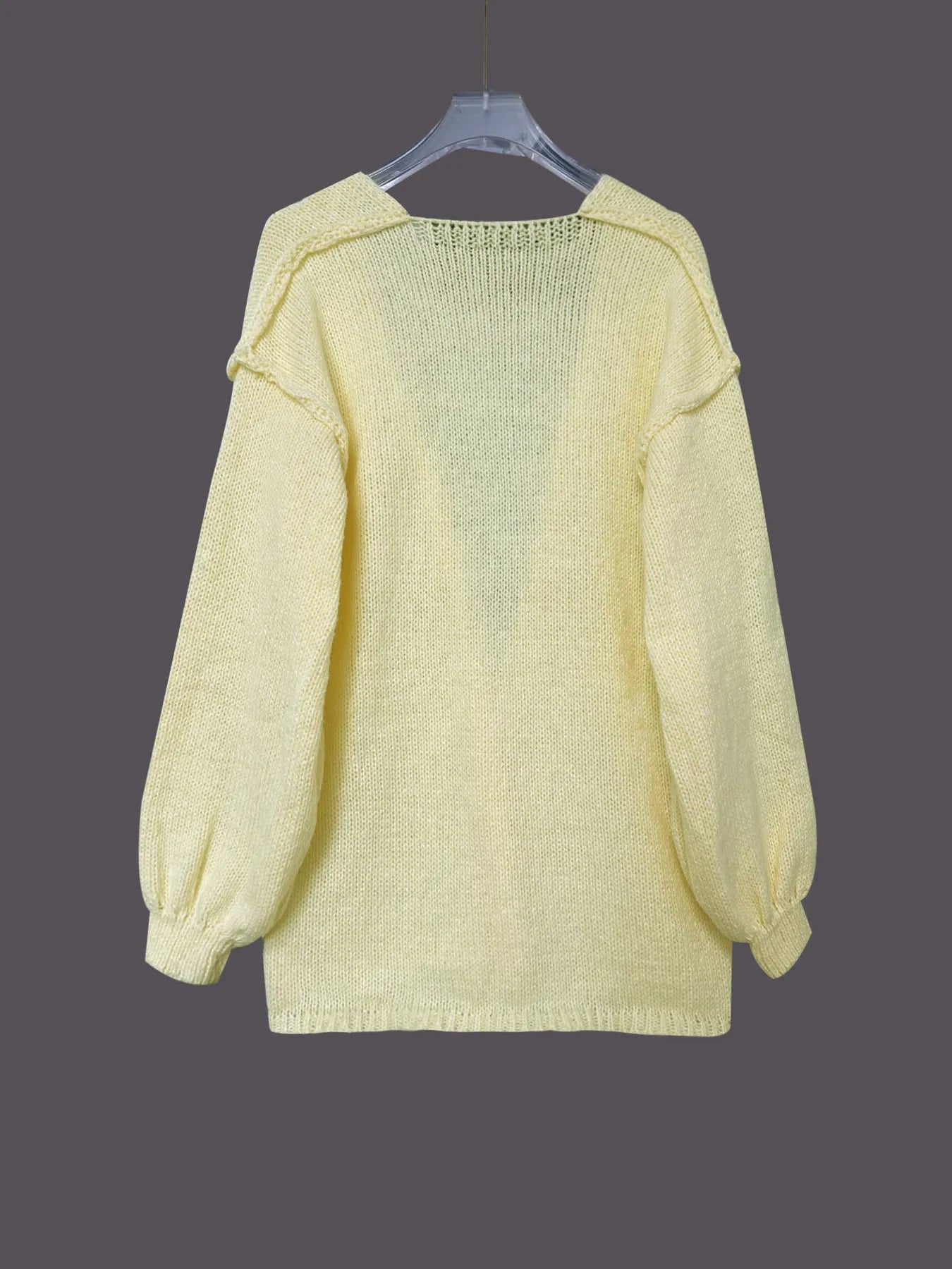 Women's Cardigan Yellow Oversized Open Front Long Sleeve Lightweight Knit cebacc1636f74ed3be4e762fd5e997c7-Max-Origin Trendsi