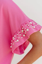 Outfit Set Pink Wpmen's Pearl Ruffled Embellished Top and Shorts Set cece872c-395e-418e-8026-66e81cdf38a8-Max-Origin Trendsi