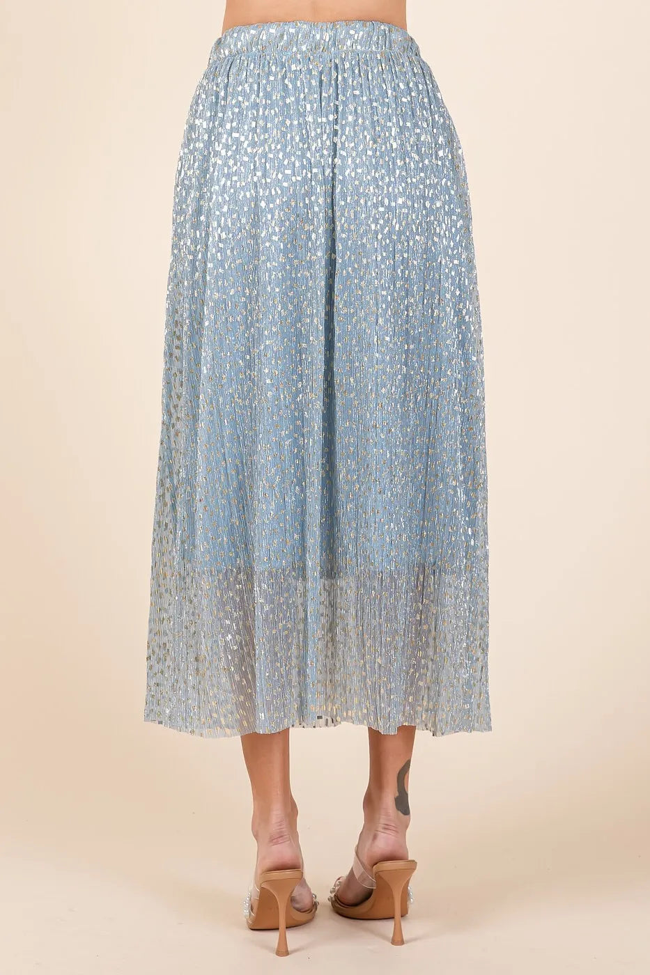 Mittoshop Midi Skirt Pleated Blue Metallic Glitter Speckle Print Elastic Waist ced626c5c69a47abae72ad7ae69e7538-Max-Origin Trendsi