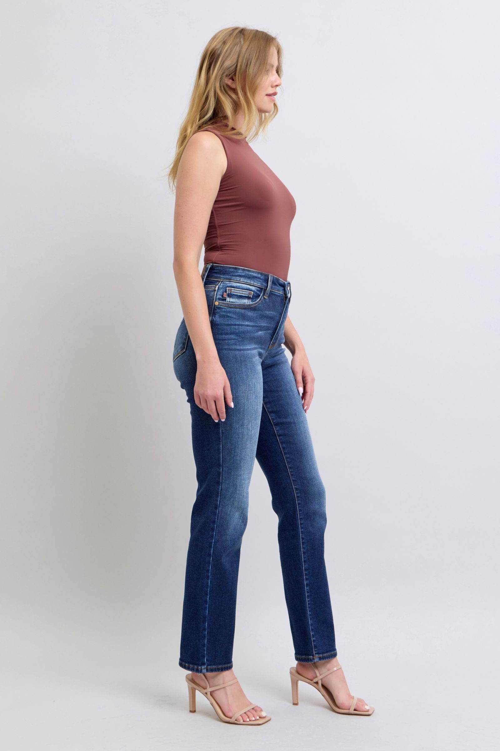 Judy Blue Women Jeans Full Size Dark Washed Straight Leg Pants with Pockets