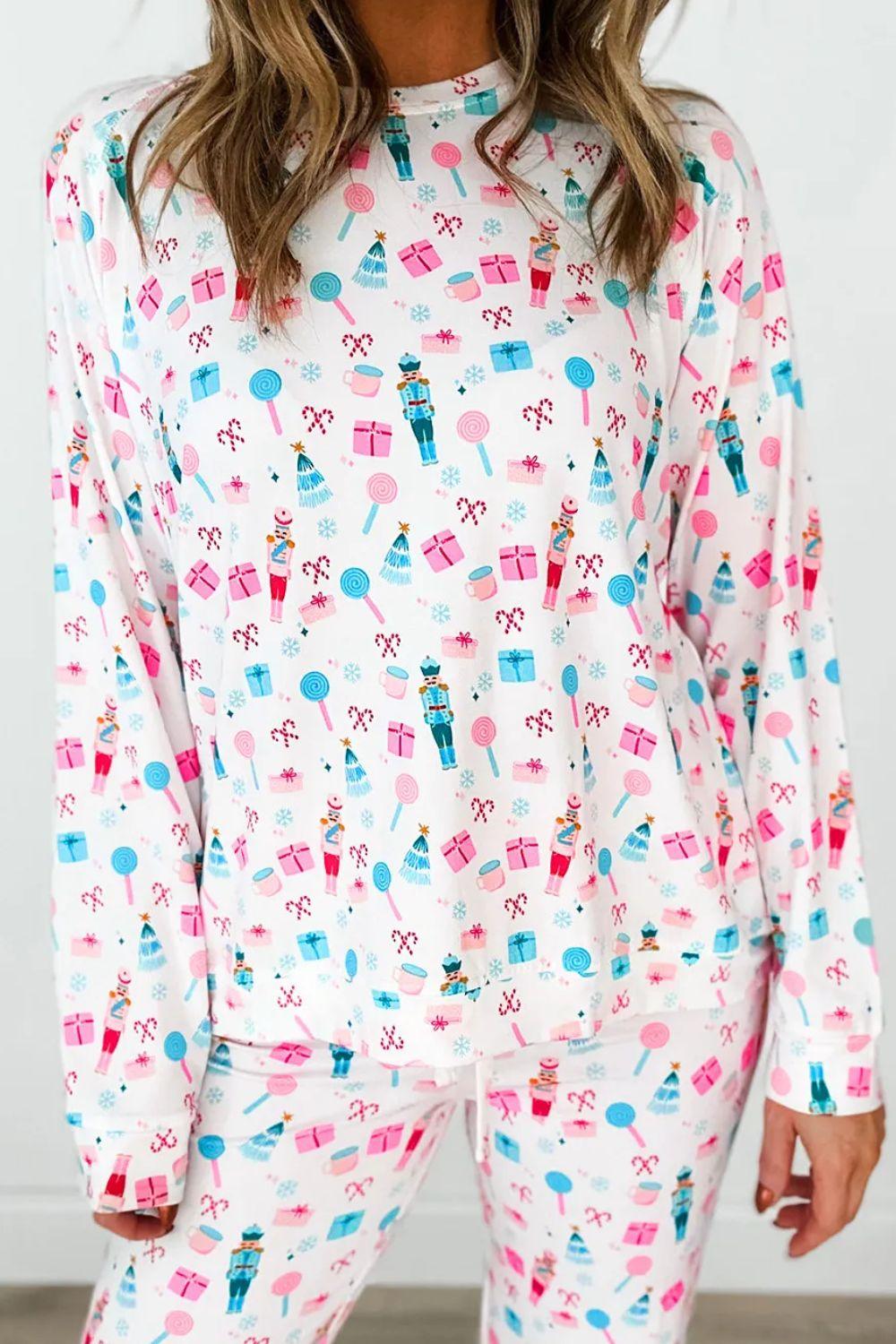 Christmas Printed Round Neck Long Sleeve Top and Pants Lounge Set cee48781-5886-411a-8289-90d3e4bd1afe-Max Trendsi