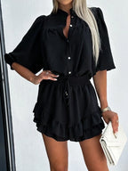 Women's Outfit Set Shirt Button Up Long Sleeve Top and Ruffled Skirt Lightweight cef7caad-412f-4155-a059-382c7ddba9c0-Max-Origin Trendsi