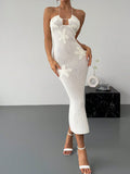 Midi Knit Dress White Crochet Backless Flower Embroidered Halter Cout Out Tied White cf04719a-fe7b-488a-9471-d4a852072c45-Max-Origin Trendsi