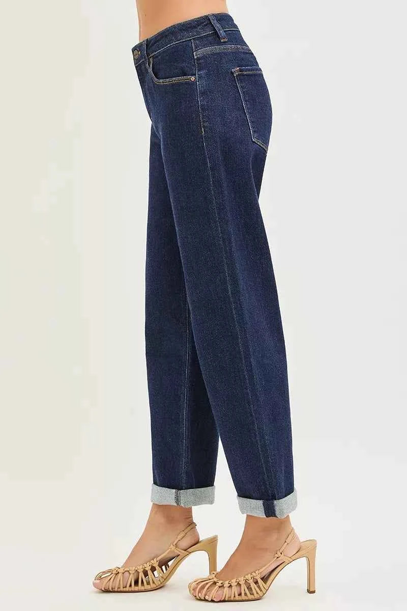 RISEN Slouchy Cropped Boyfriend Jeans With Cuffed Hem cf1776a93e654e12b11a4d9ce5ff47da-Max-Origin Trendsi