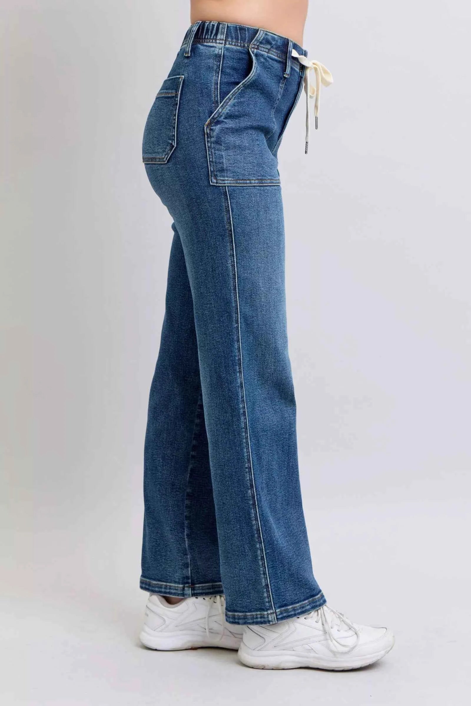 Judy Blue Straight Jeans Drawstring High Waist with Front Pockets cf442efc-6204-4024-832d-071c327a3717-Max-Origin Trendsi
